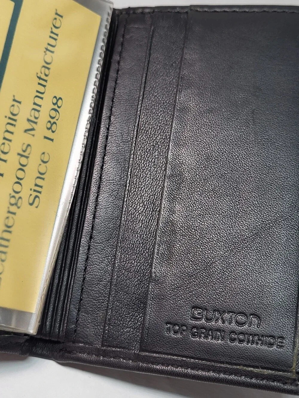 Buxton Black Leather Tri-Fold WALLET Three Fold w/ Insert Style 58980 NEW NOS